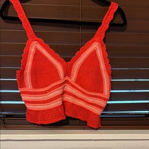 Madden Girl Red and White Crochet Bralette